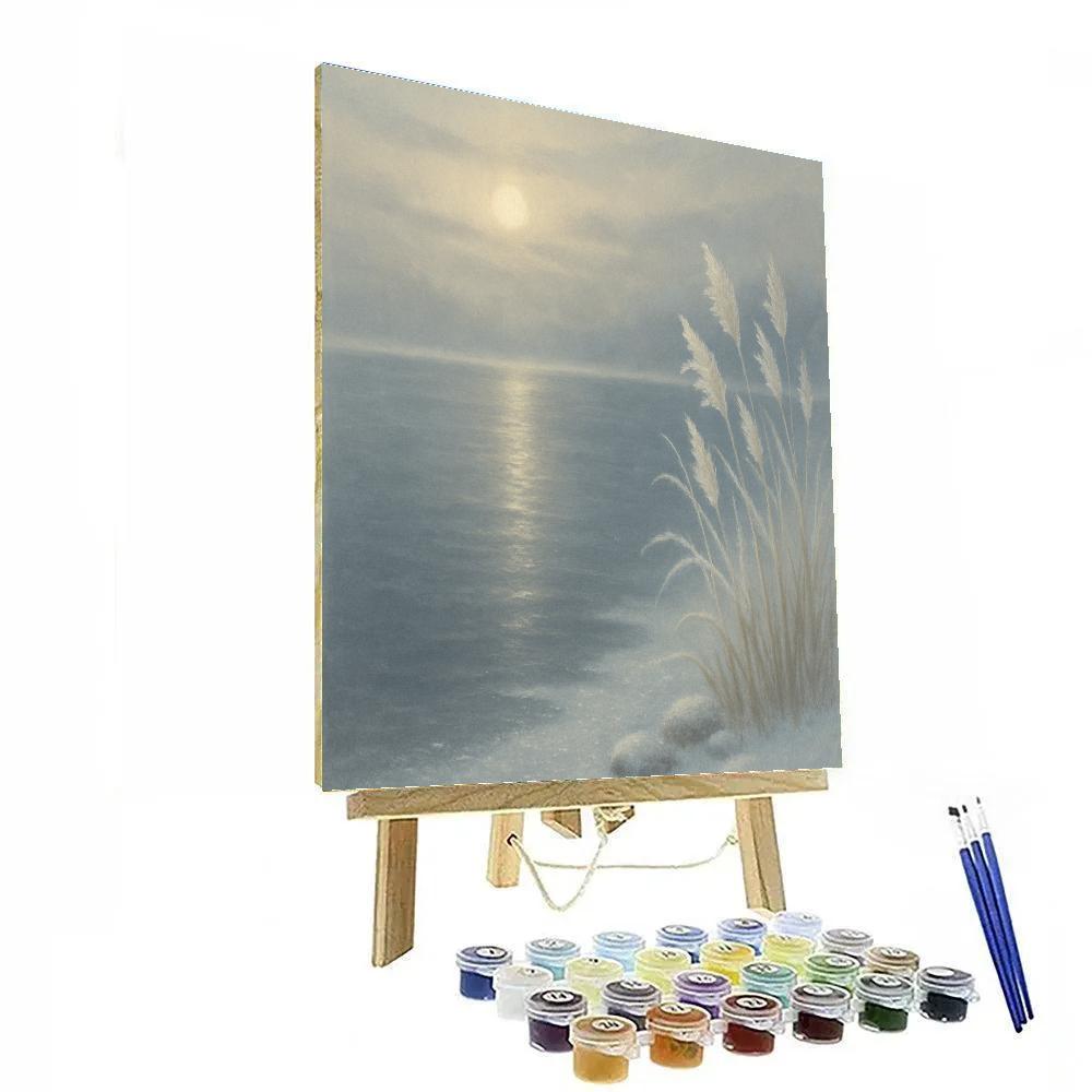 Winter Stillness With Frosted Reeds And Pale Sun Number painting