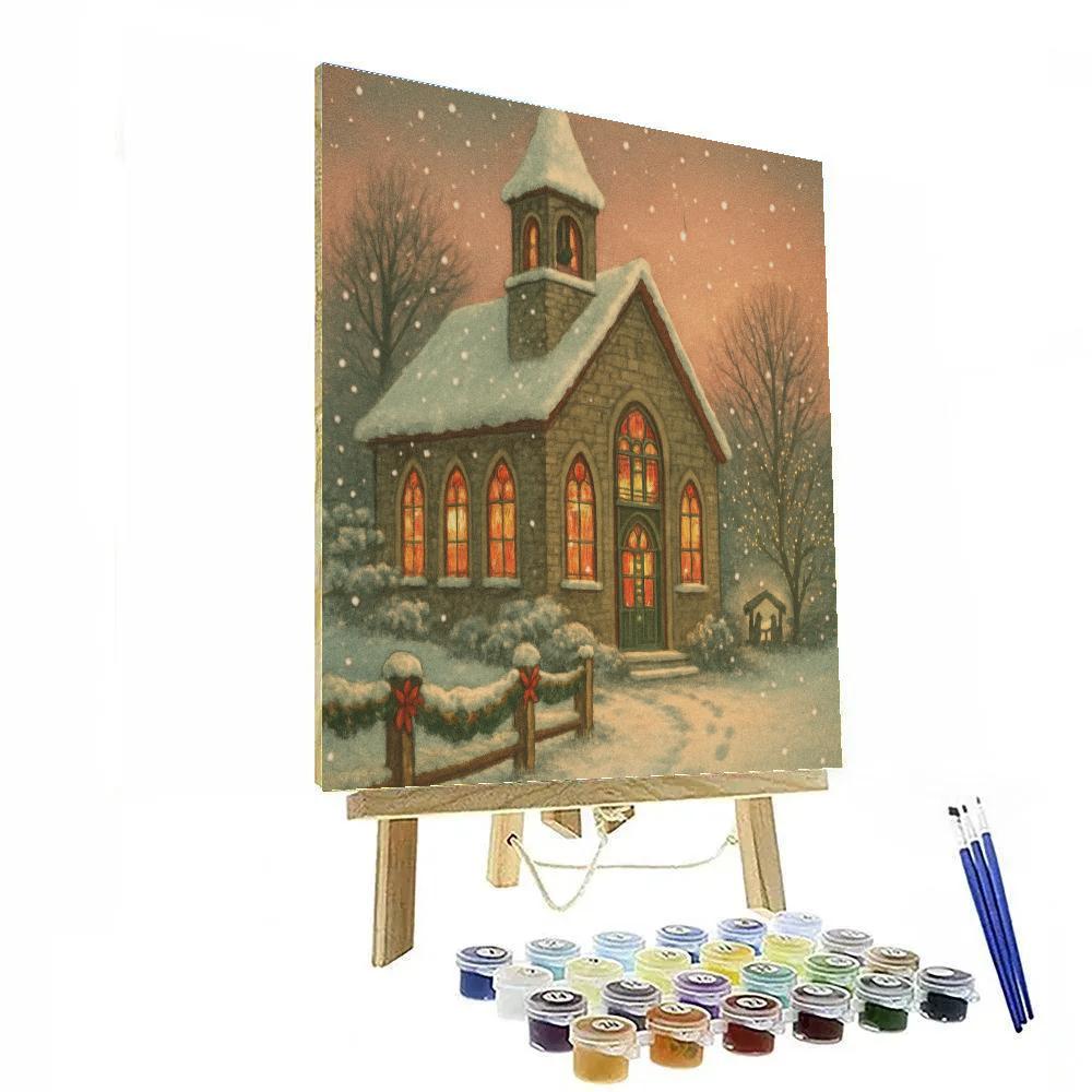 The Frosted Bell Tower Evening DIY paint by numbers