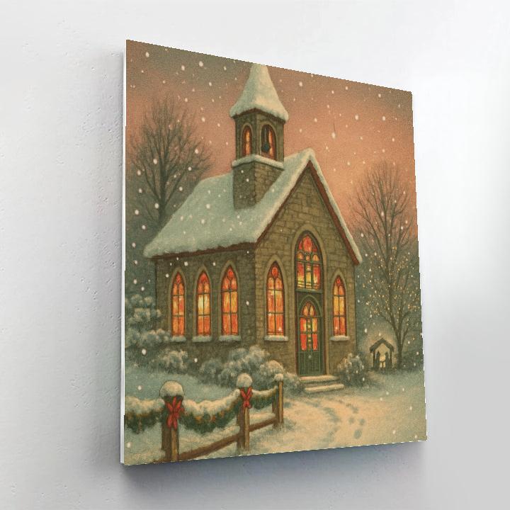 The Frosted Bell Tower Evening DIY paint by numbers