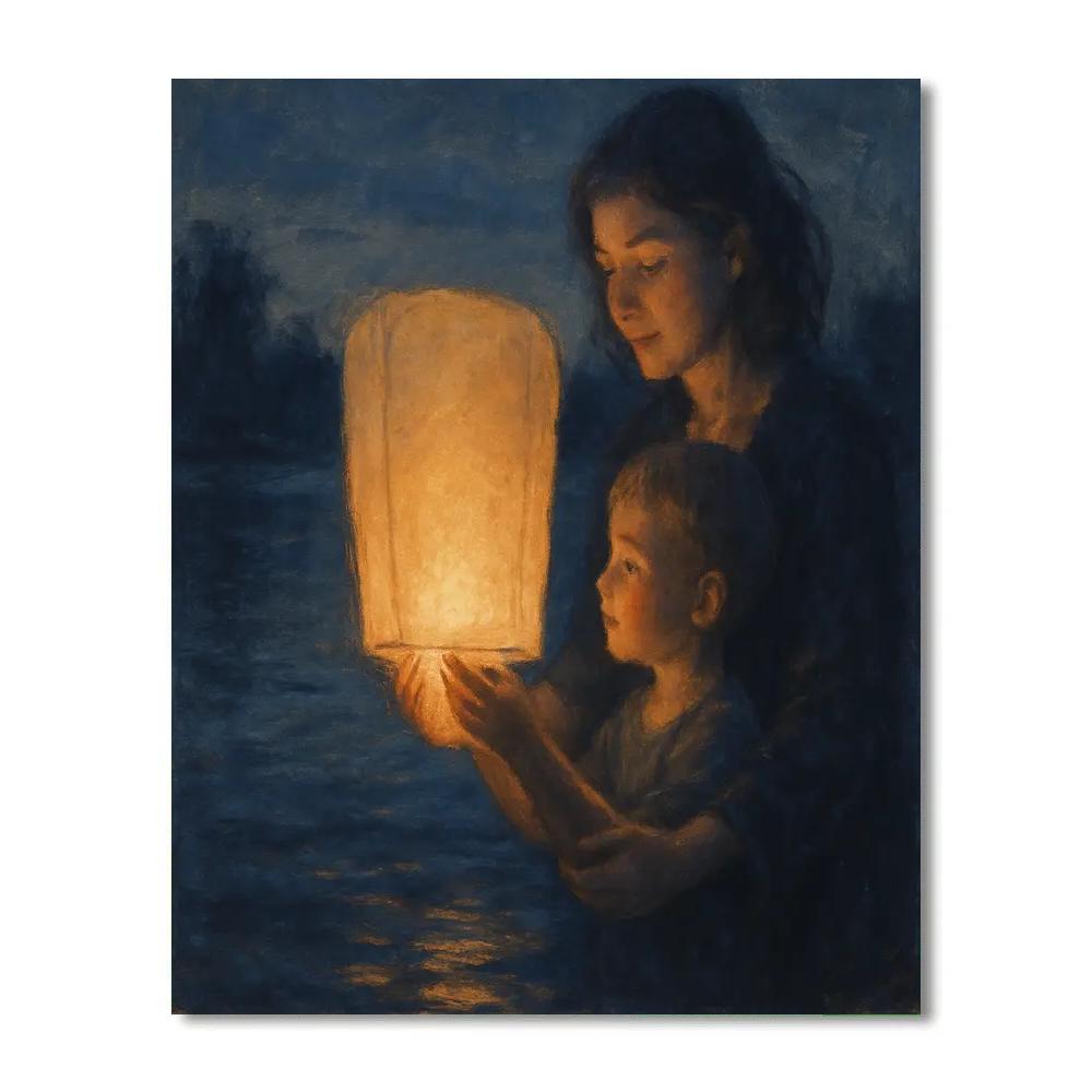 Mother And Child Floating Lantern Message paint by numbers