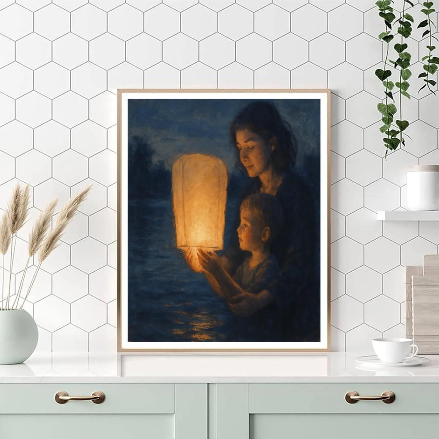 Mother And Child Floating Lantern Message paint by numbers