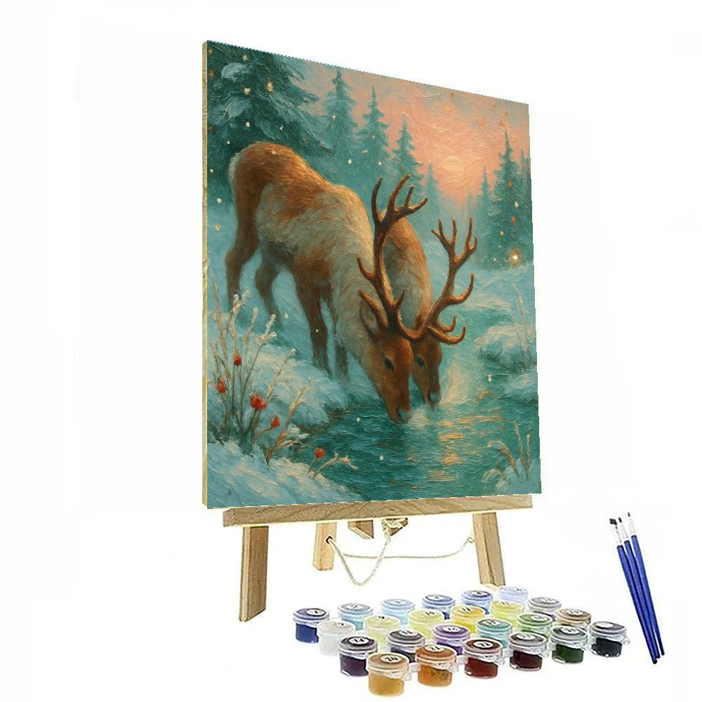Reindeer Rest At The Crystal Creek paint by color