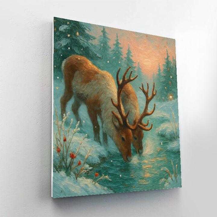 Reindeer Rest At The Crystal Creek paint by color