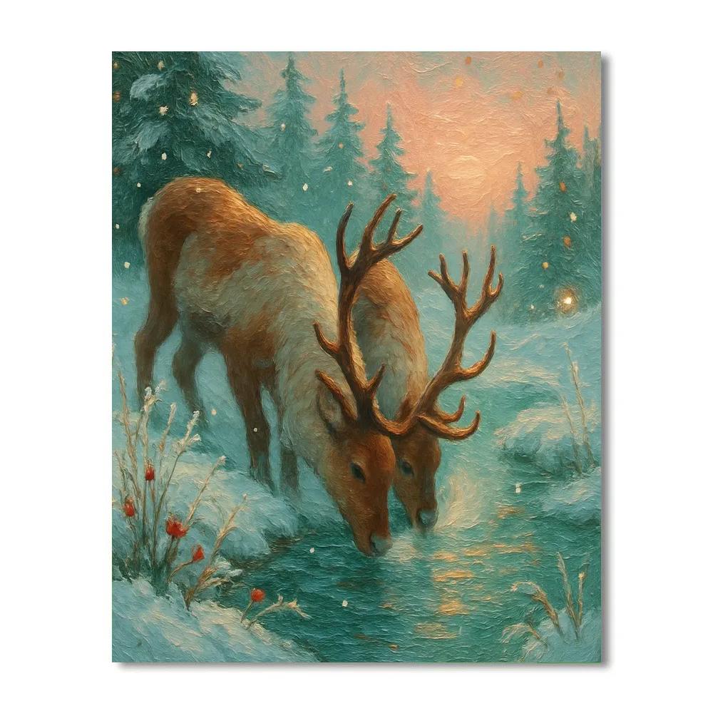 Reindeer Rest At The Crystal Creek paint by color