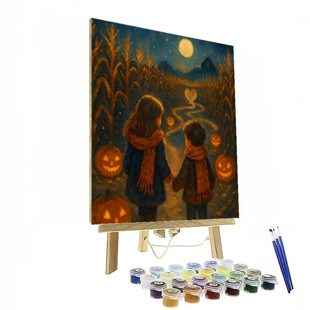 Candlelit Corn Maze Whisper Path paint by color
