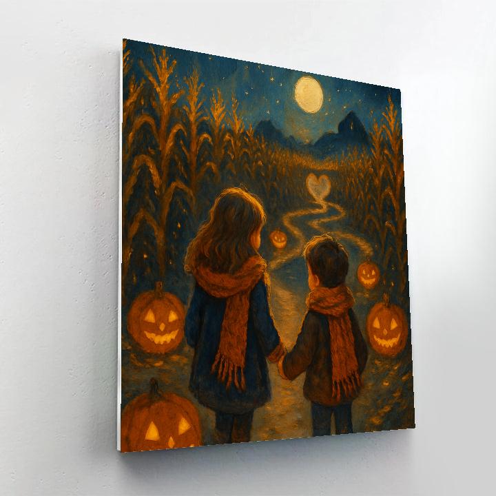 Candlelit Corn Maze Whisper Path paint by color