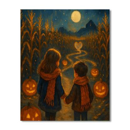 Candlelit Corn Maze Whisper Path paint by color