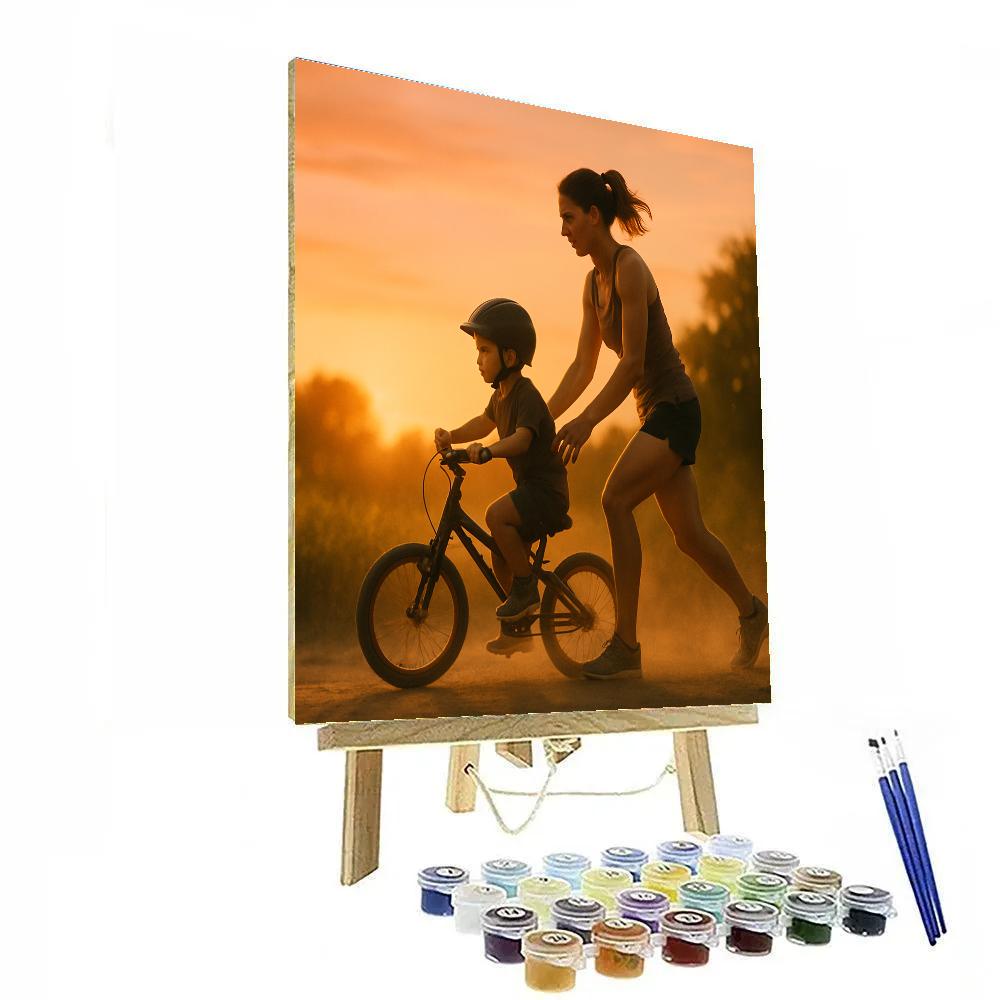Mother And Child Sunset Bike Lesson DIY paint by numbers