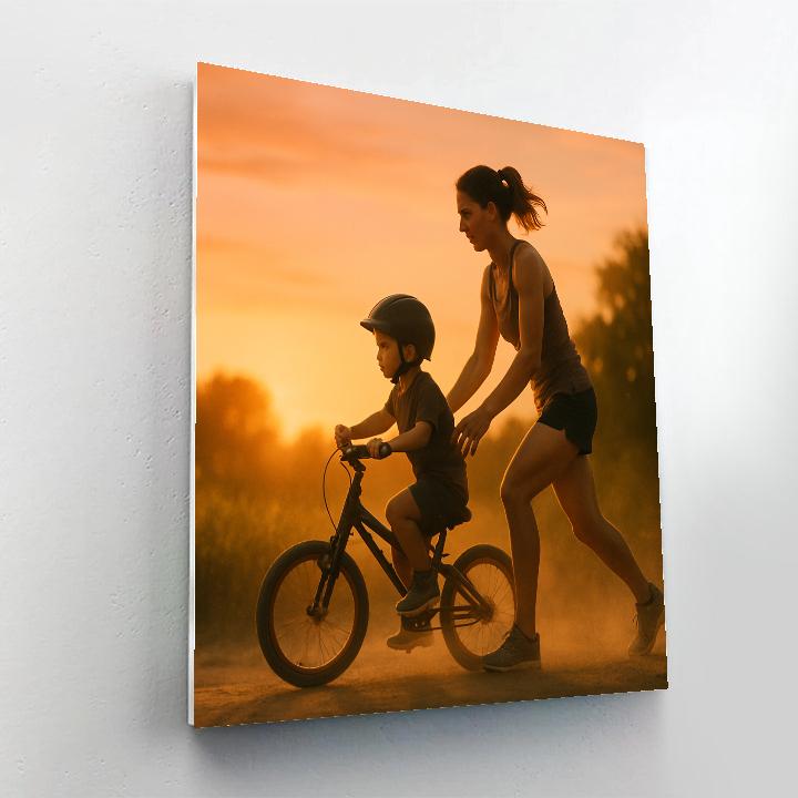 Mother And Child Sunset Bike Lesson DIY paint by numbers