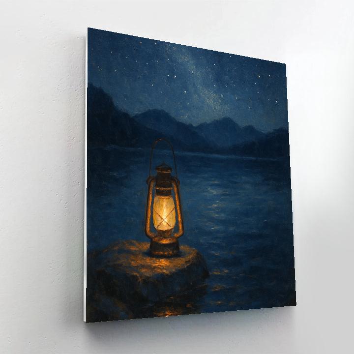 Starry Night Fishing Lantern On Calm Water Numbered painting kits