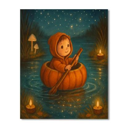 Pumpkin Boat On The Star Pond Numbered painting kits