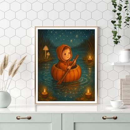 Pumpkin Boat On The Star Pond Numbered painting kits