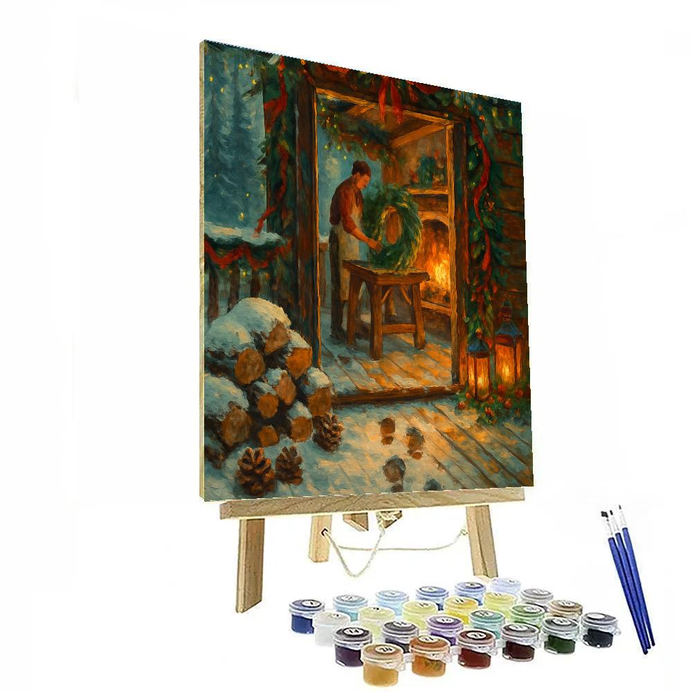 The Wreathmakers Workshop Cabin Painting by numbers kit