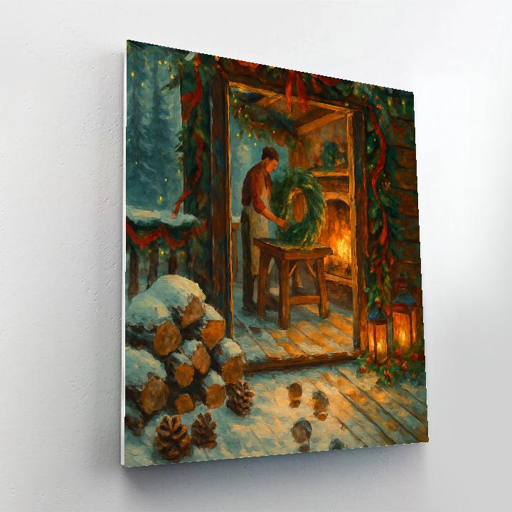 The Wreathmakers Workshop Cabin Painting by numbers kit