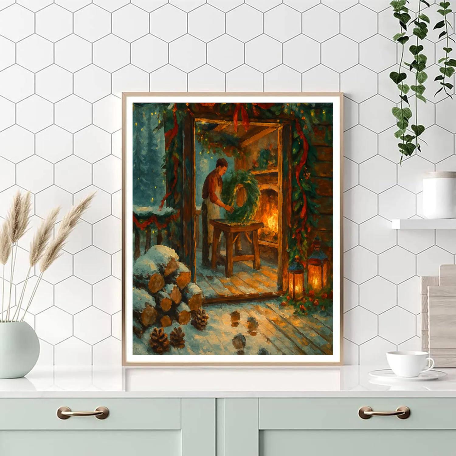 The Wreathmakers Workshop Cabin Painting by numbers kit