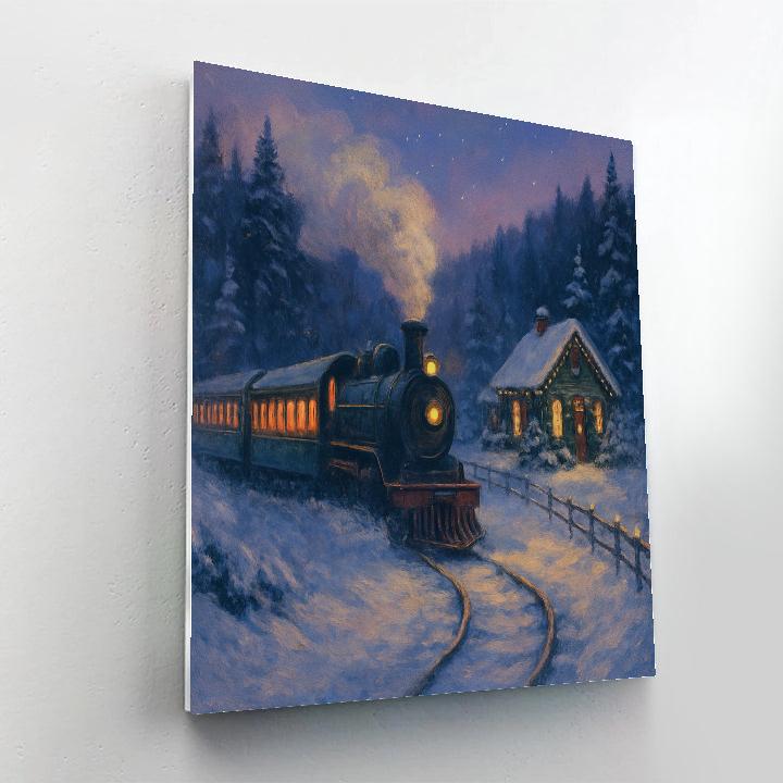Twilight Train Through The Snowy Valley painting number kit