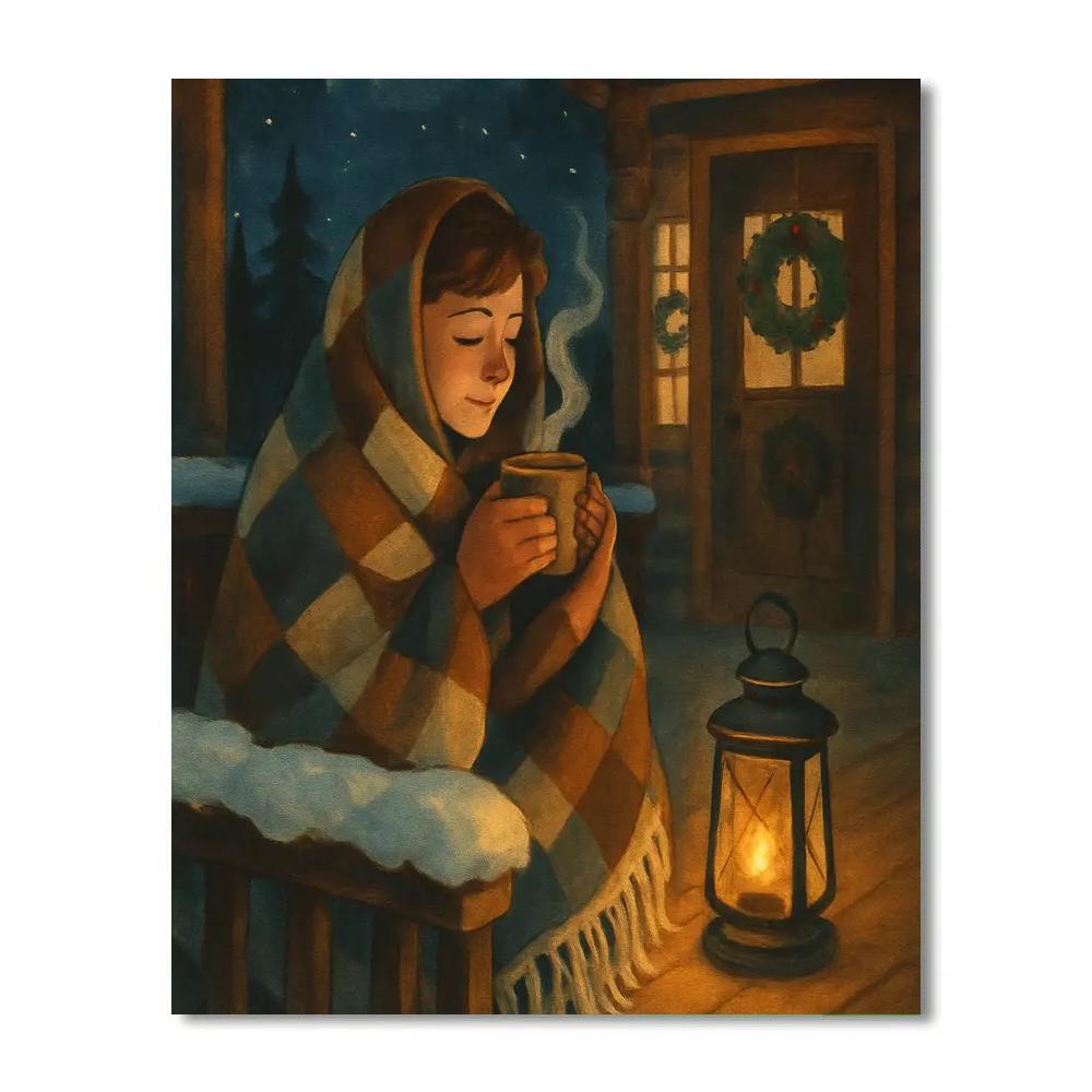 Starry Cabin Porch With Cocoa Steam DIY paint by numbers