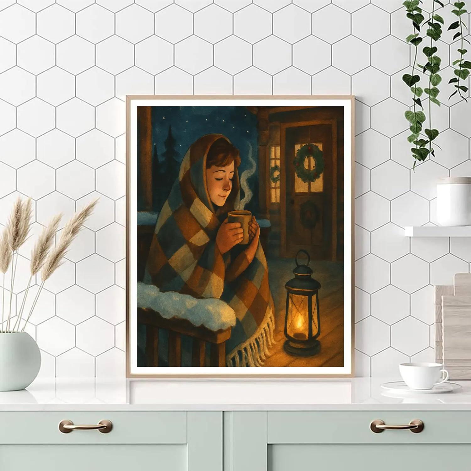 Starry Cabin Porch With Cocoa Steam DIY paint by numbers