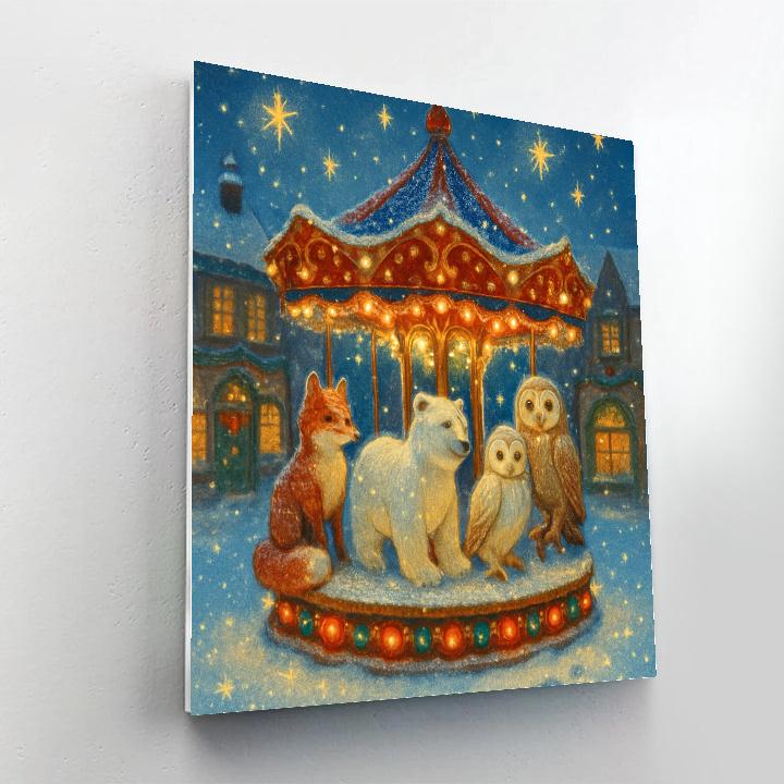 The Snowy Carousel Of Winter Animals painting number kit
