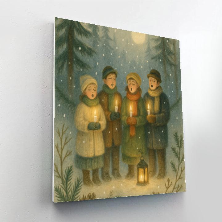Pine Forest Choir Under Soft Snow Number painting