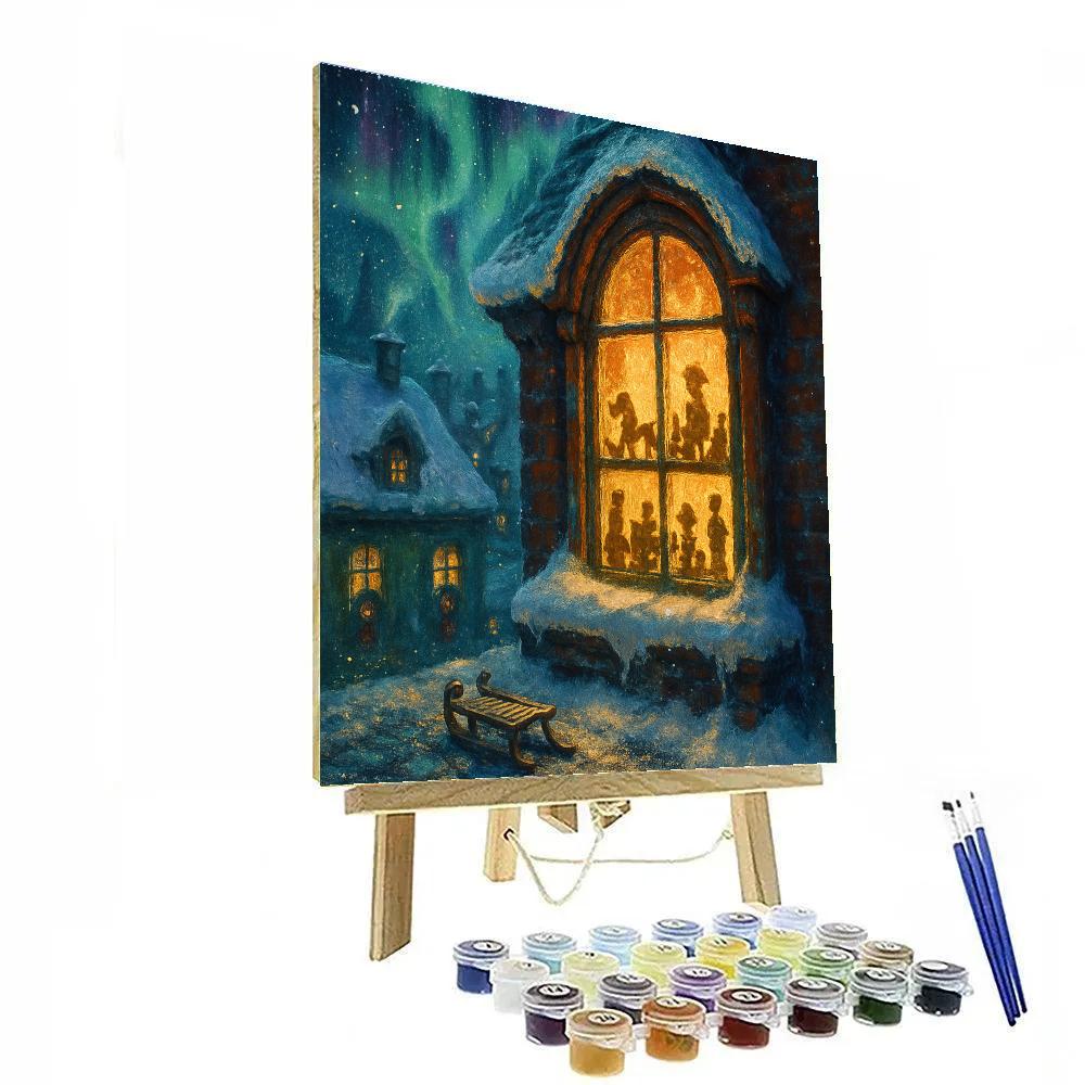 Northern Lights Over The Toymakers Loft paint by color