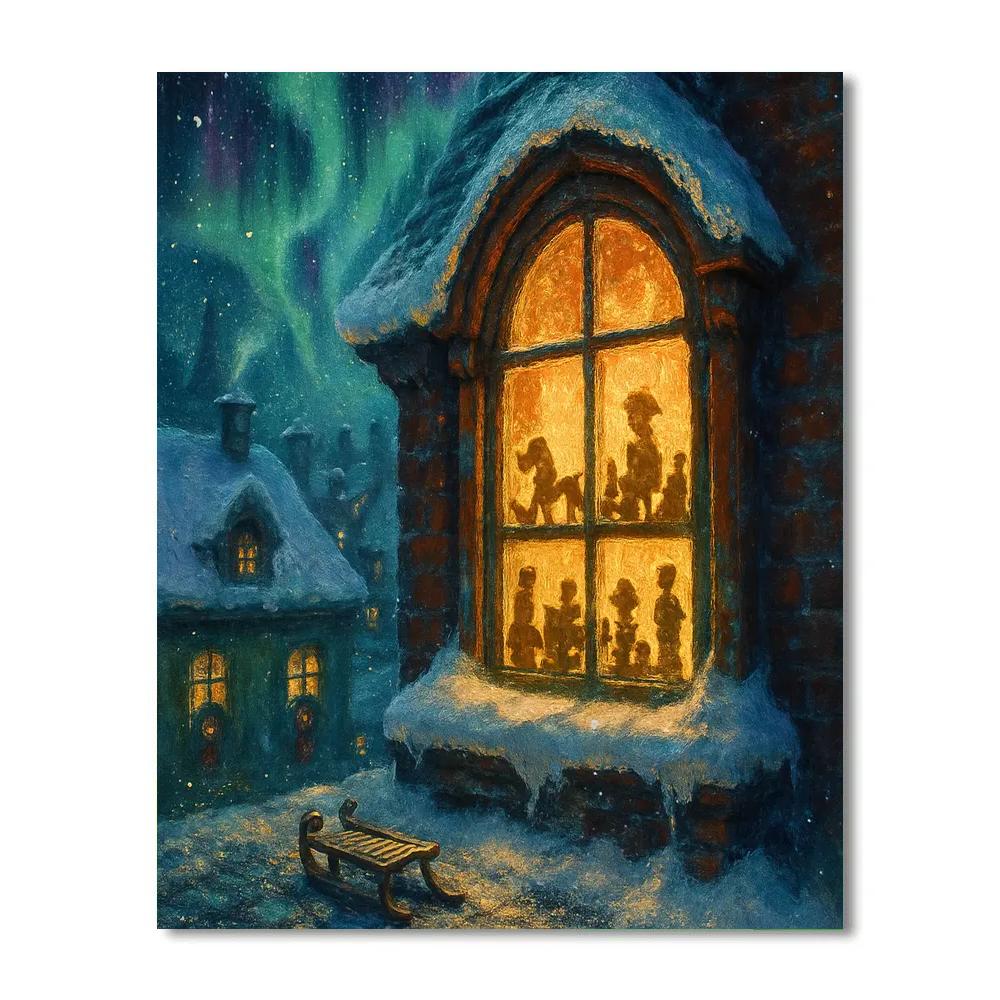 Northern Lights Over The Toymakers Loft paint by color