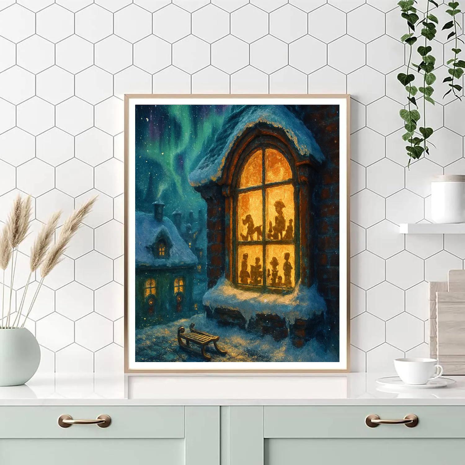 Northern Lights Over The Toymakers Loft paint by color
