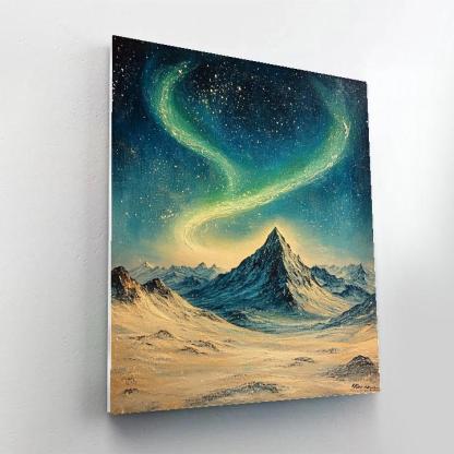 Leonardo Da Vinci Inspired Aurora Over Silent Mountains paint by number