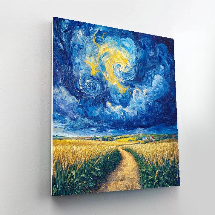 Vincent Van Gogh Inspired Storm Over Wheatfields Number painting