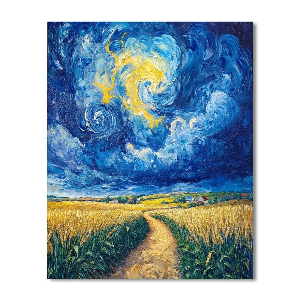 Vincent Van Gogh Inspired Storm Over Wheatfields Number painting