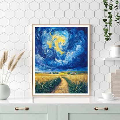 Vincent Van Gogh Inspired Storm Over Wheatfields Number painting