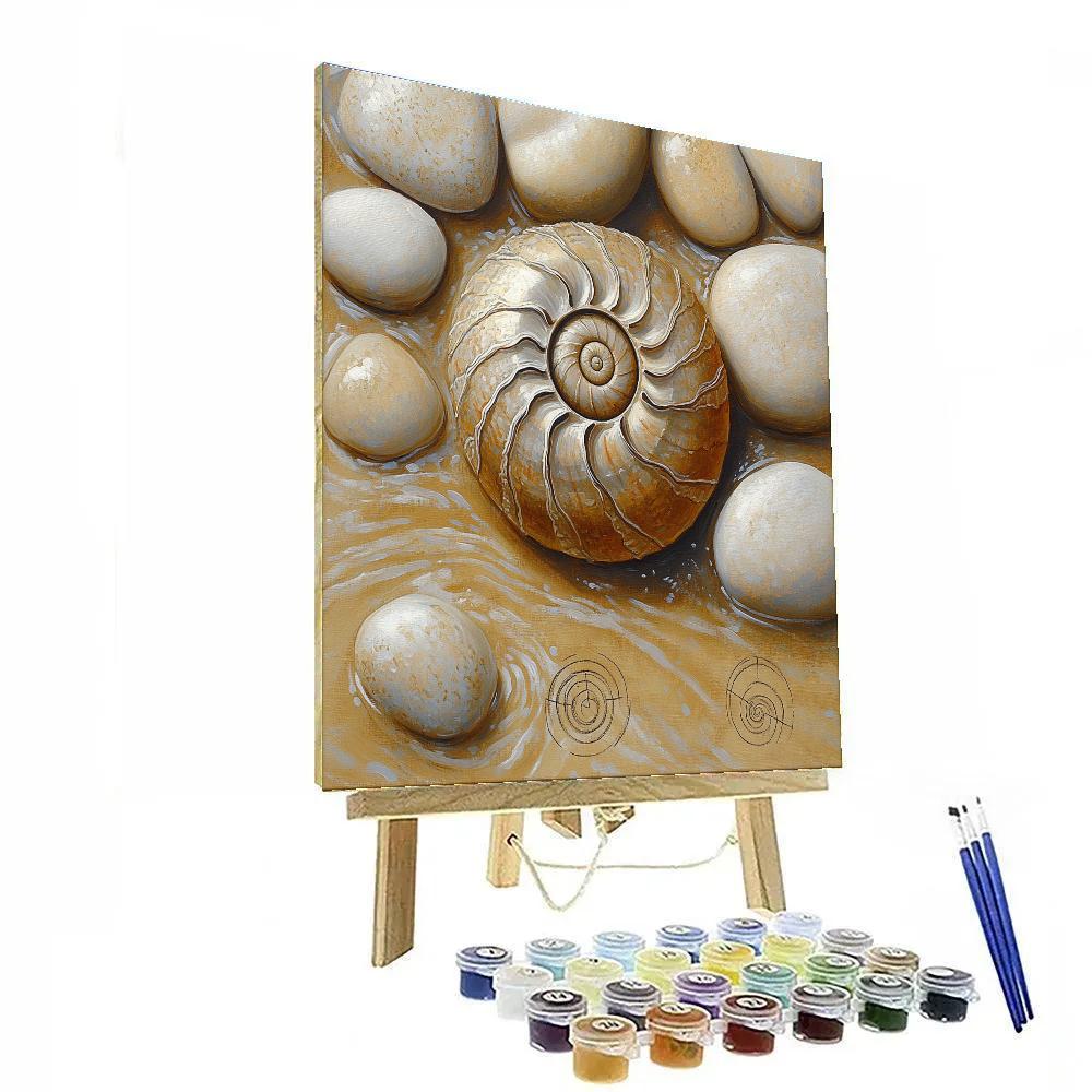 Leonardo Da Vinci Inspired Fossil Spiral And Riverstone Strata paint by number