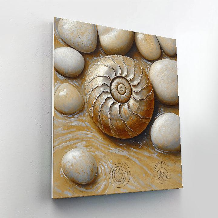 Leonardo Da Vinci Inspired Fossil Spiral And Riverstone Strata paint by number