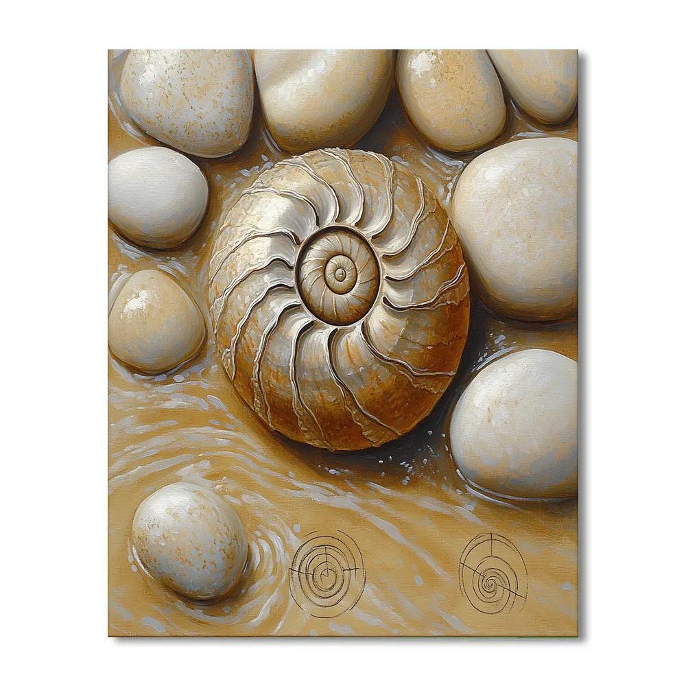 Leonardo Da Vinci Inspired Fossil Spiral And Riverstone Strata paint by number