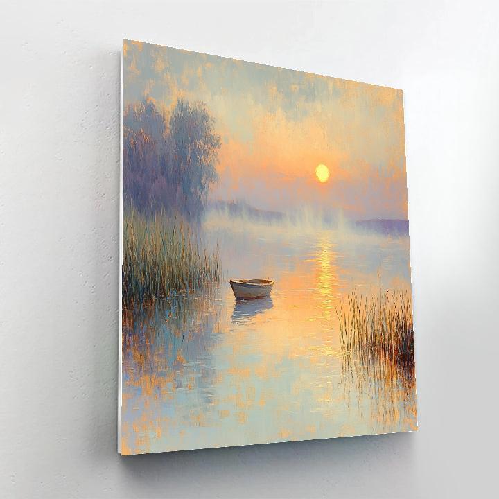 Claude Monet Inspired Sunrise Over River Mist paint by number