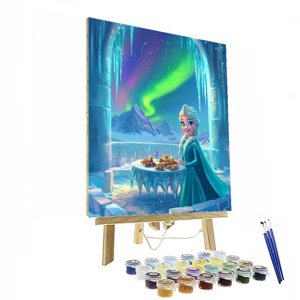 Elsa Aurora Ice Castle Picnic Paint by numbers art