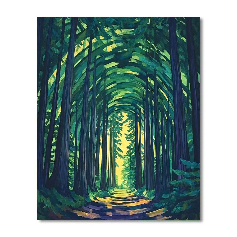Emily Carr Inspired Cathedral Cedar Vortex Number painting