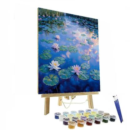 Claude Monet Inspired Opaline Waterlily Lagoon At Blue Hour paint by numbers