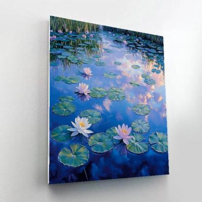 Claude Monet Inspired Opaline Waterlily Lagoon At Blue Hour paint by numbers