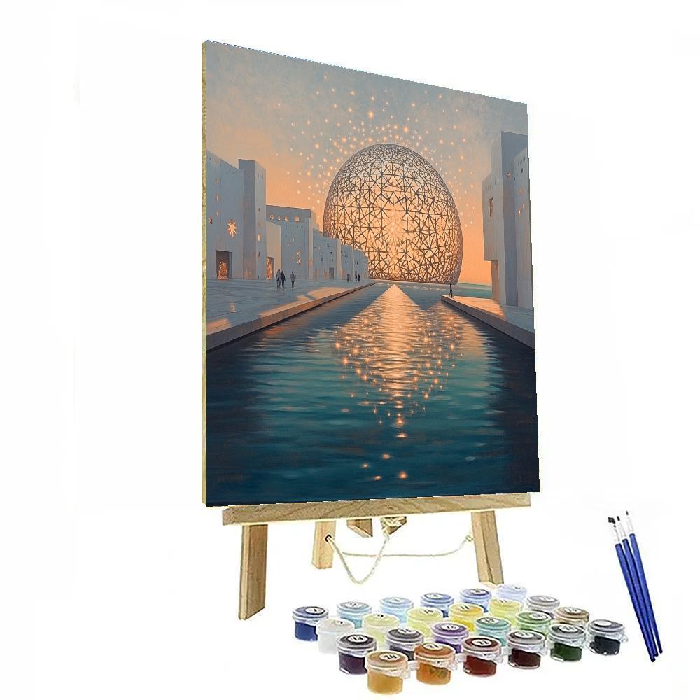Desert Geometry At The Louvre Abu Dhabi Waterfront Abu Dhabi United Arab Emirates paint by numbers