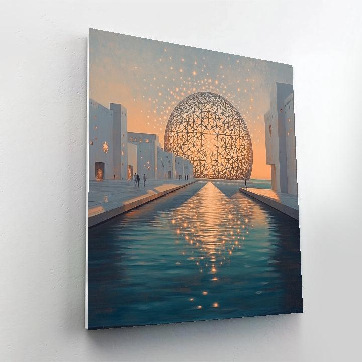 Desert Geometry At The Louvre Abu Dhabi Waterfront Abu Dhabi United Arab Emirates paint by numbers