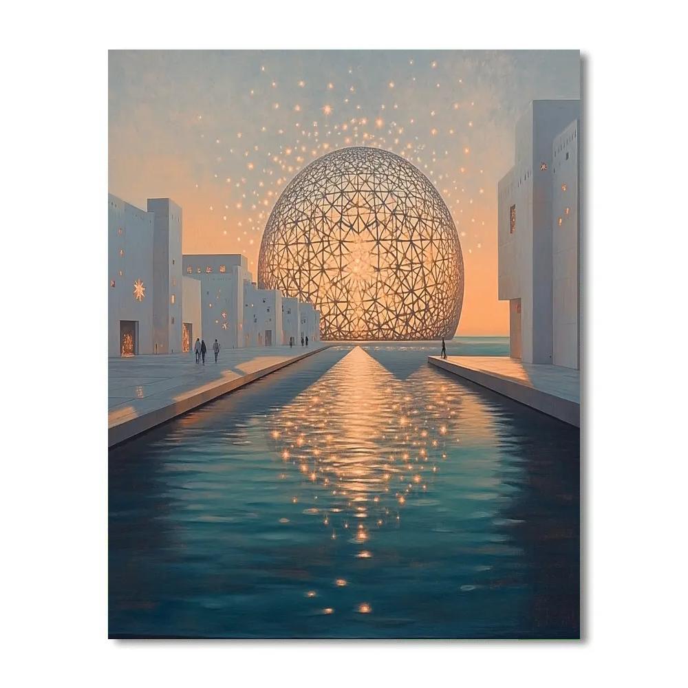 Desert Geometry At The Louvre Abu Dhabi Waterfront Abu Dhabi United Arab Emirates paint by numbers