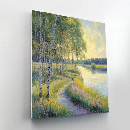 Claude Monet Inspired Poplar Riverbank In Spring Windlight Painting by numbers kit