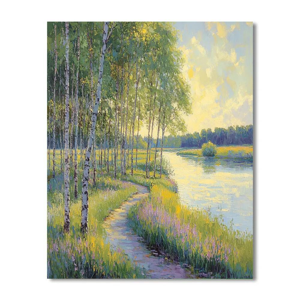 Claude Monet Inspired Poplar Riverbank In Spring Windlight Painting by numbers kit