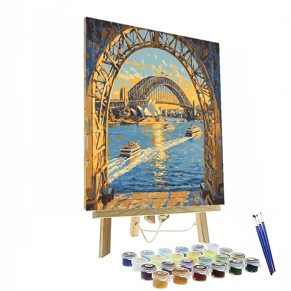Golden Hour At The Sydney Harbour Bridge Pylon Lookout Sydney Australia Paint by numbers kits