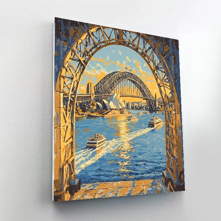 Golden Hour At The Sydney Harbour Bridge Pylon Lookout Sydney Australia Paint by numbers kits