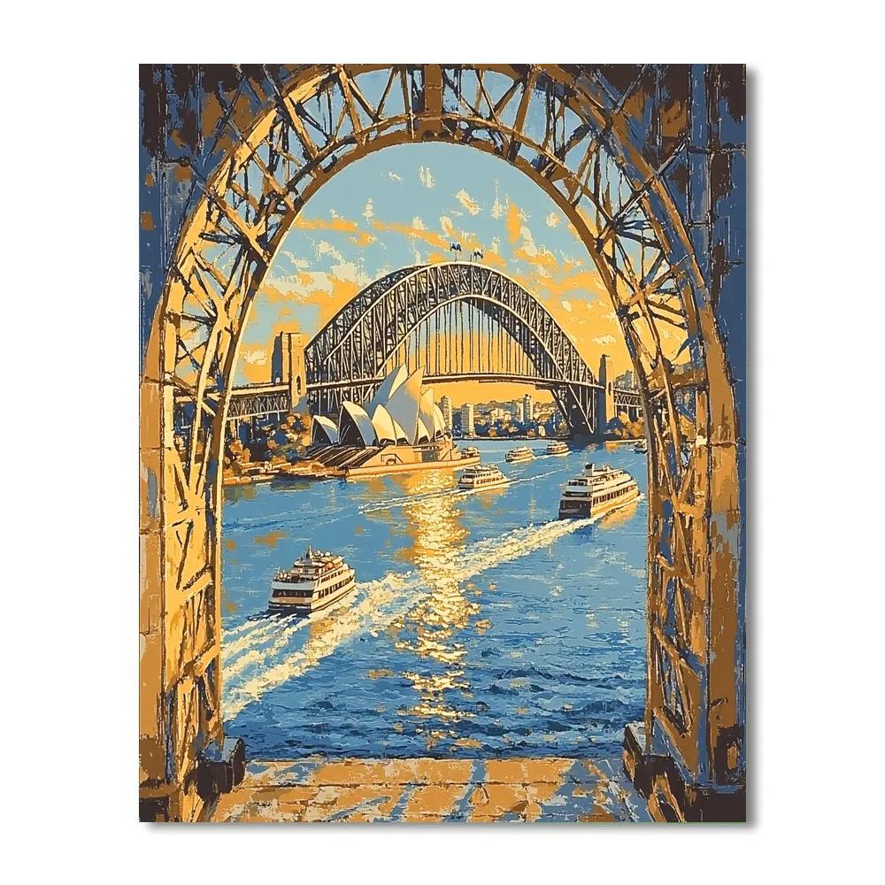 Golden Hour At The Sydney Harbour Bridge Pylon Lookout Sydney Australia Paint by numbers kits