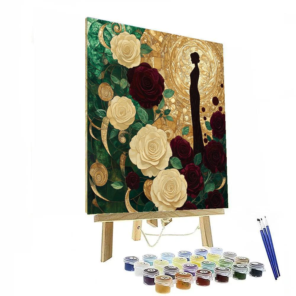 Gustav Klimt Inspired Golden Garden Of Roses Painting by numbers kit