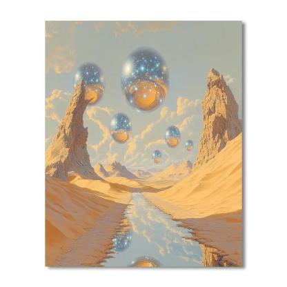 Salvador Dali Inspired Desert Of Floating Planets Paint by numbers art