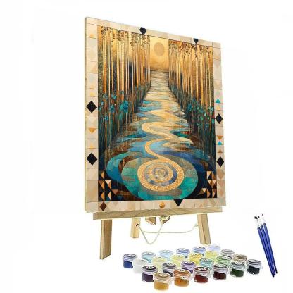 Gustav Klimt Inspired Celestial River Of Mosaic Reeds painting number kit